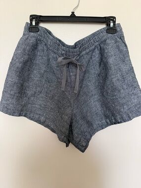 New York & Company Gray Drawstring Linen-Blend Shorts